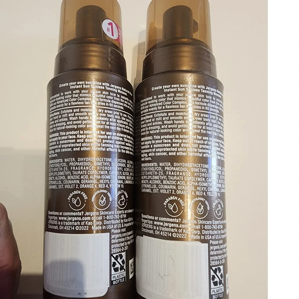 Jergens Natural Glow Instant Sun Mousse Ultra Deep Bronze Sunless Tanner 2‎ Pack - Picture 2 of 6
